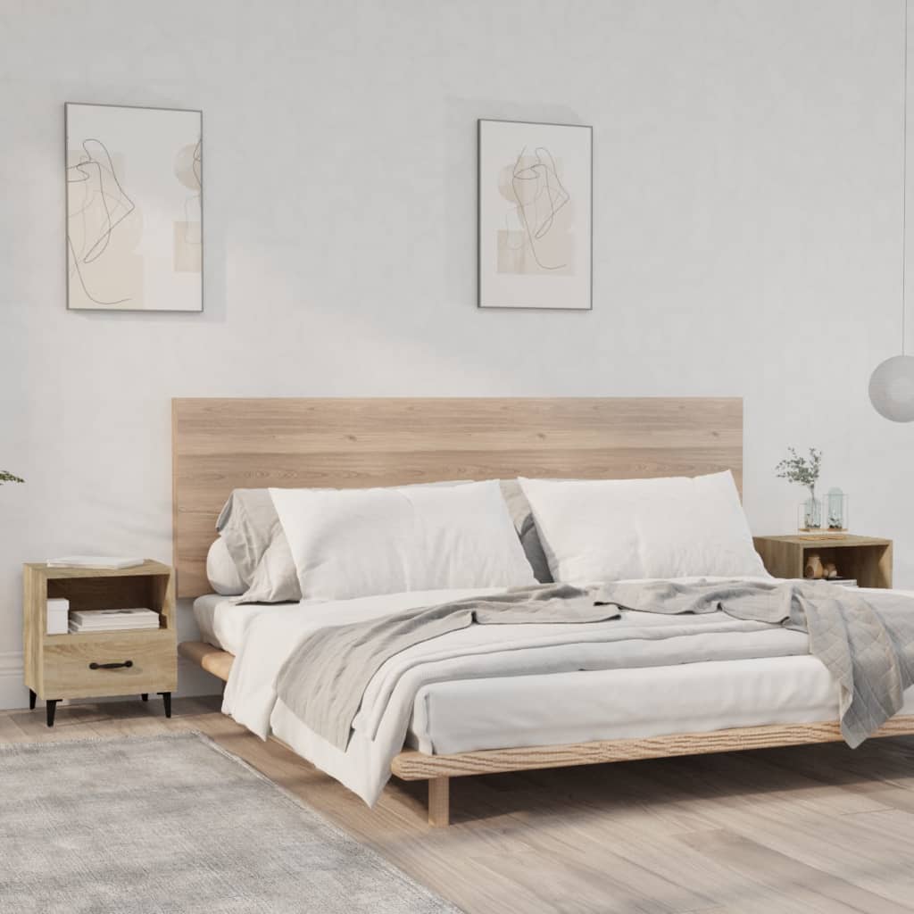 Bedside Table - LEONE Kit 2 Piece Nightstand Sonoma Oak 40cm