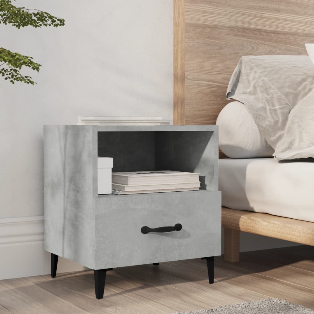Bedside Table - LEONE Liv Nightstand Concrete Grey 40cm