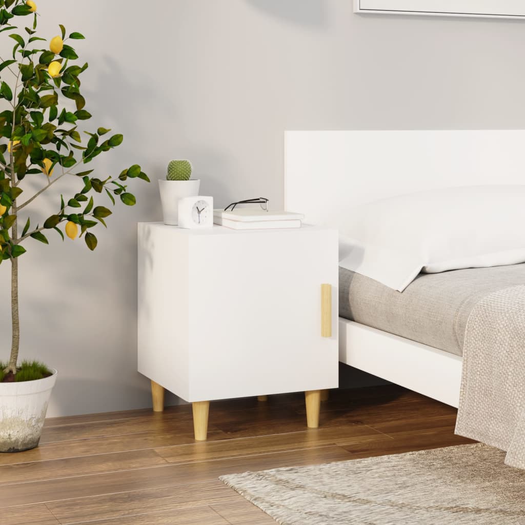 Bedside Table - LEONE Bea Nightstand White 40cm
