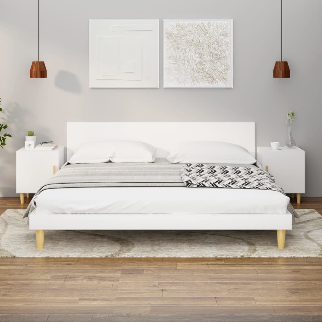 Bedside Table - LEONE Iris 2 Piece Nightstand White 40cm