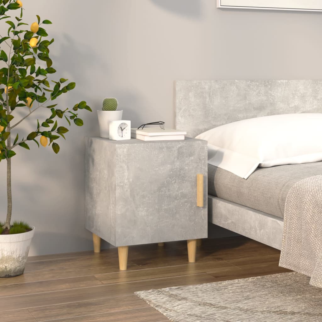 Bedside Table - LEONE Finn Nightstand Concrete Grey 40cm