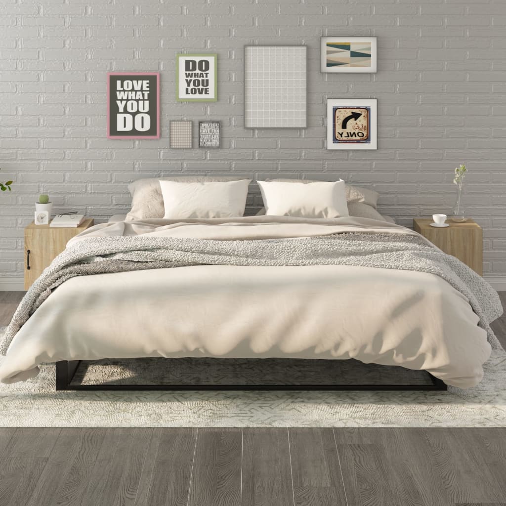 Bedside Table - LOWELL Invera 2 Piece Nightstand Sonoma Oak 40cm