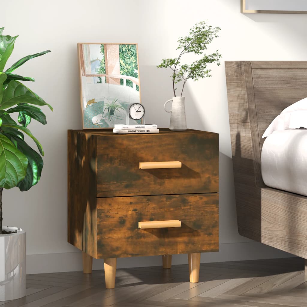 Bedside Table - ROCKFORD Dallas Nightstand Smoked Oak 40cm