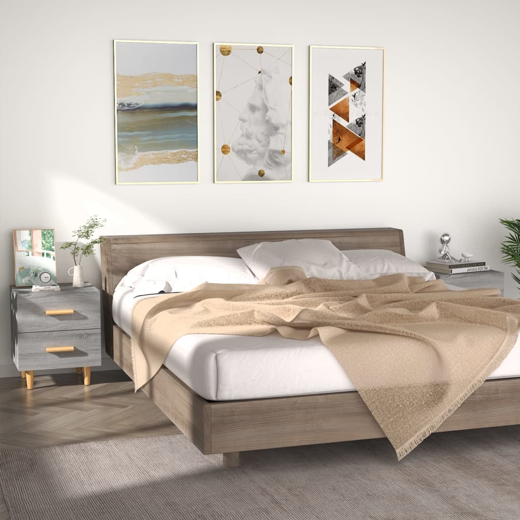 Bed Cabinets 2 Pieces Grey Sonoma 40x35x47.5 cm