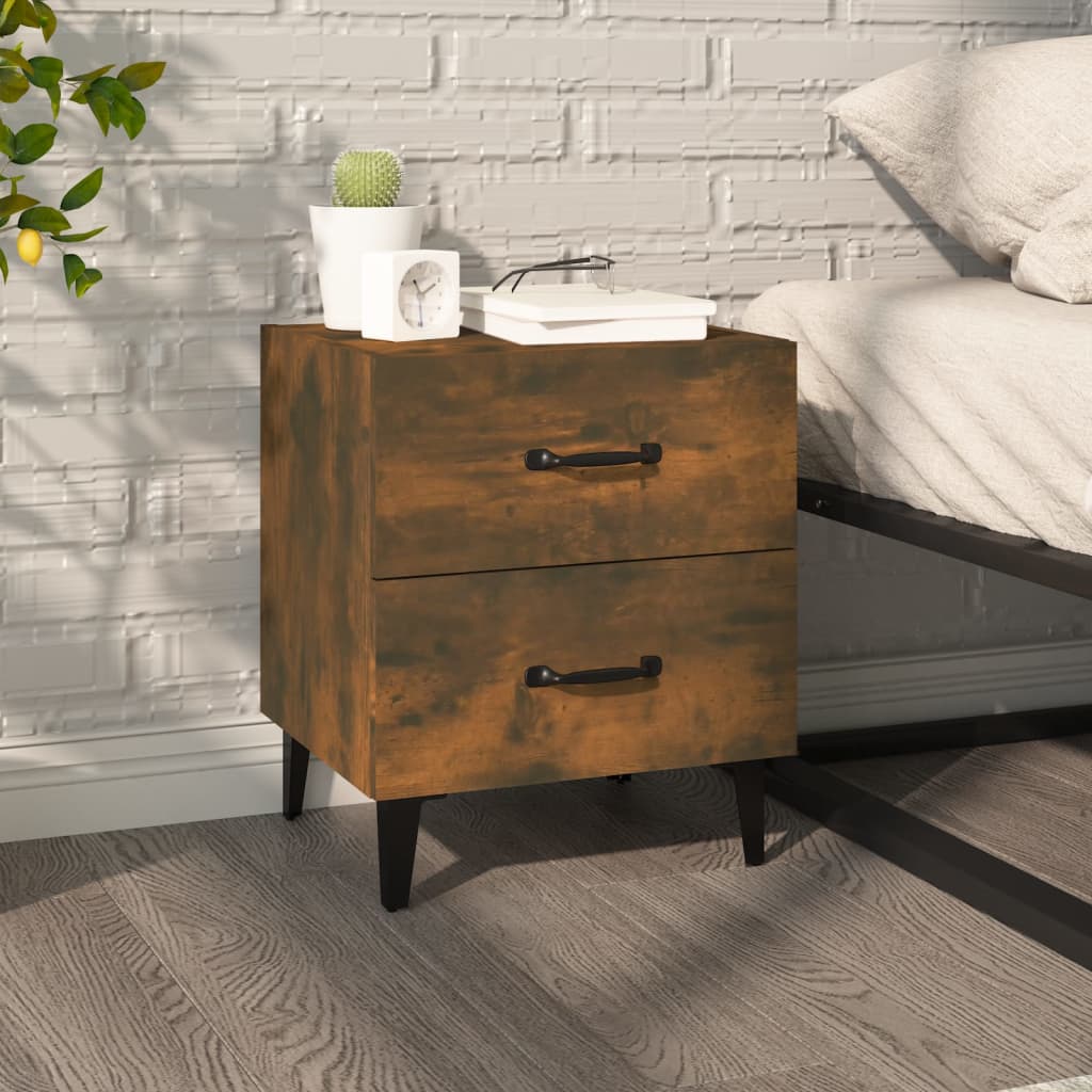 Bedside Table - ROCKFORD Austin Nightstand Smoked Oak 40cm