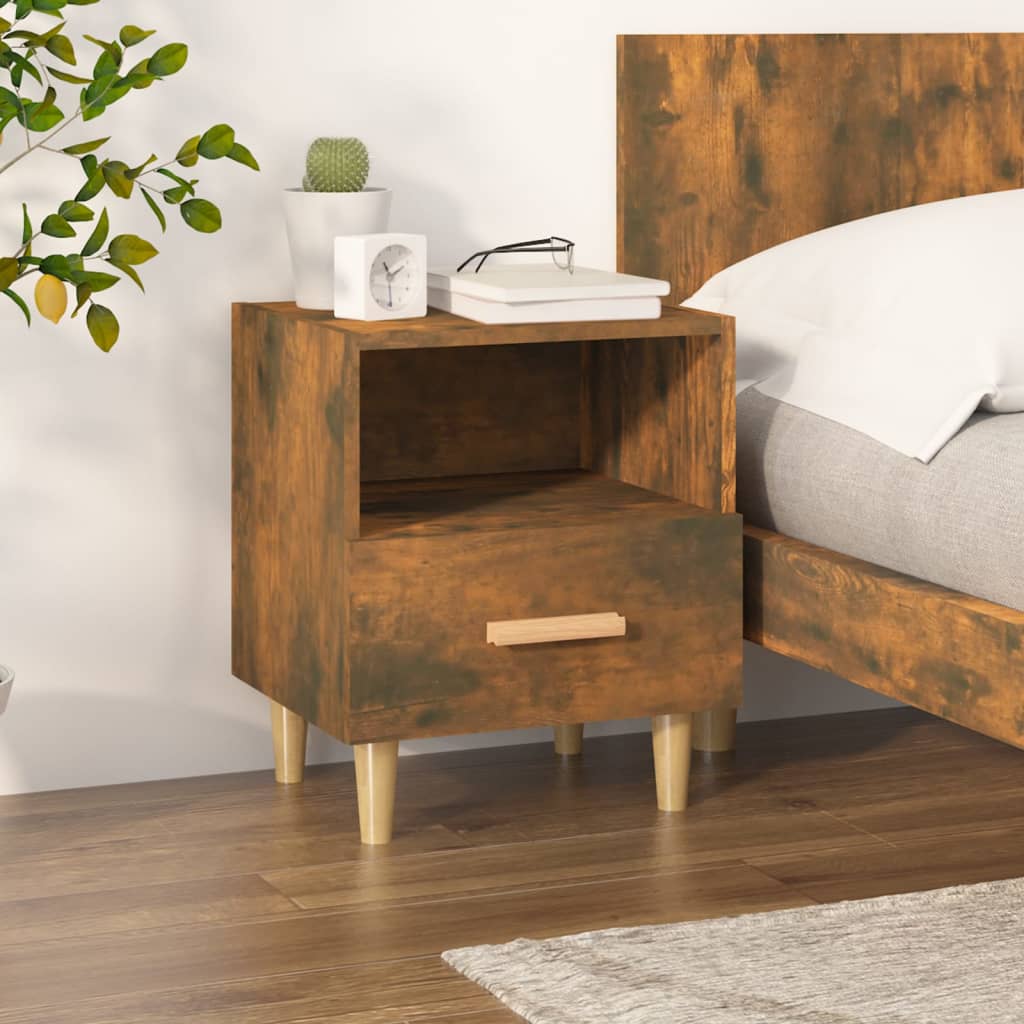 Bedside Table - ROCHESTER Nightstand Smoked Oak 40cm