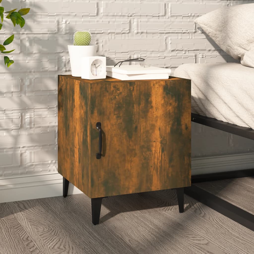 Bedside Table - LEONE Serifos Nightstand Smoked Oak 40cm