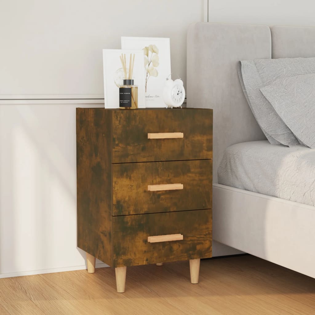 Bedside Table - LOWELL Aven Nightstand Smoked Oak 40cm