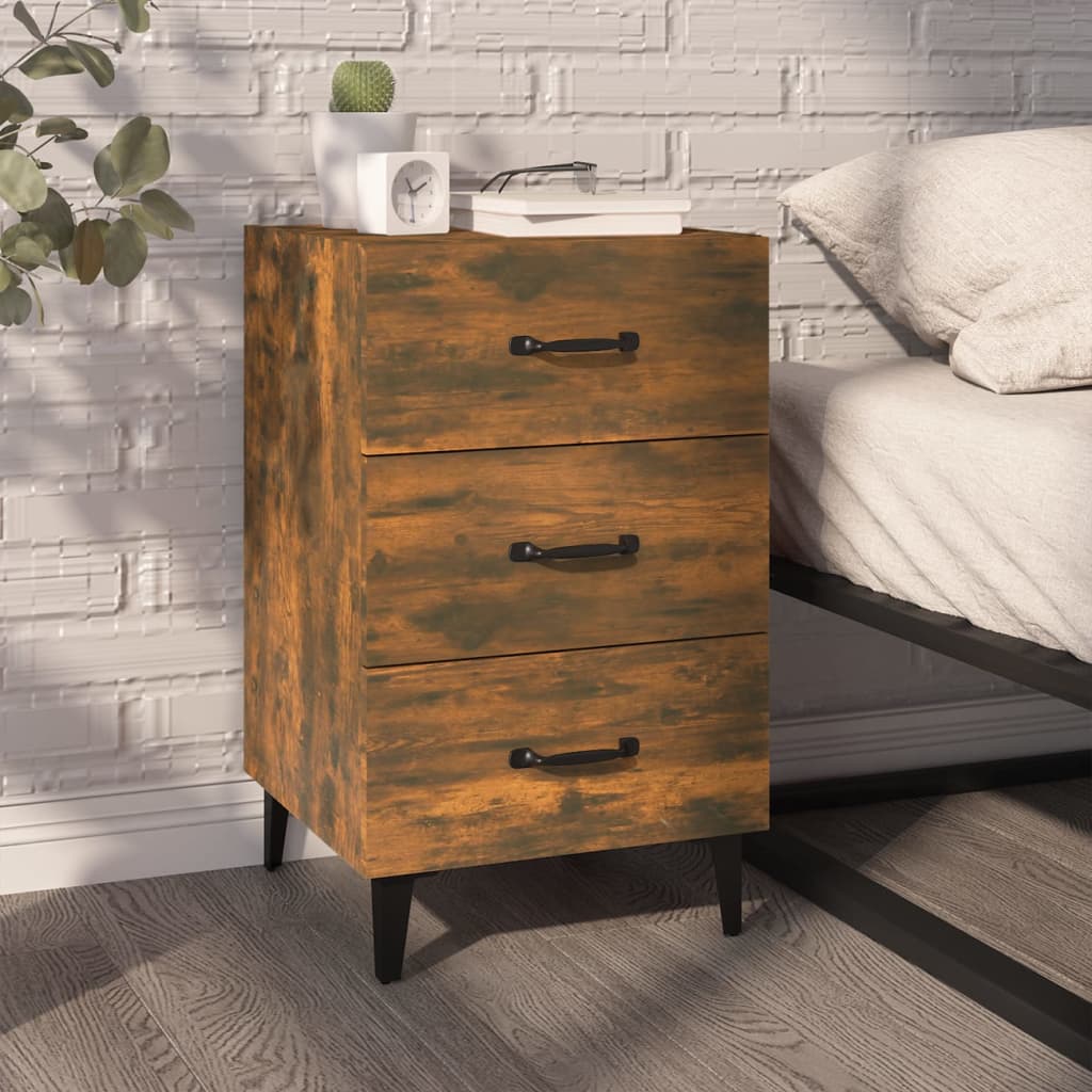 Bedside Table - LOWELL Serifos Nightstand Smoked Oak 40cm