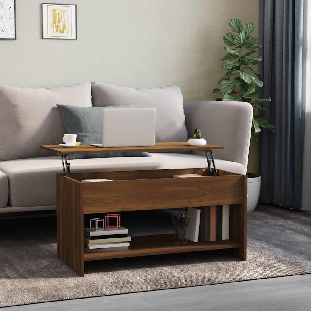 Coffee Table Brown Oak 102x50x52.5 cm Engineered Wood