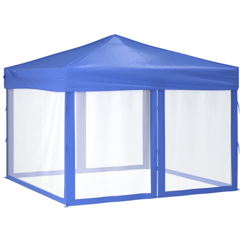 Folding Party Tent with Sidewalls Blue 3x3 m