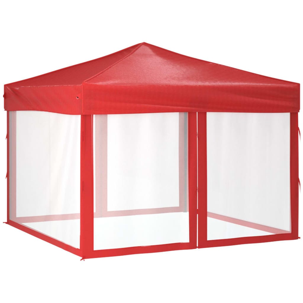 Folding Party Tent with Sidewalls Red 3x3 m