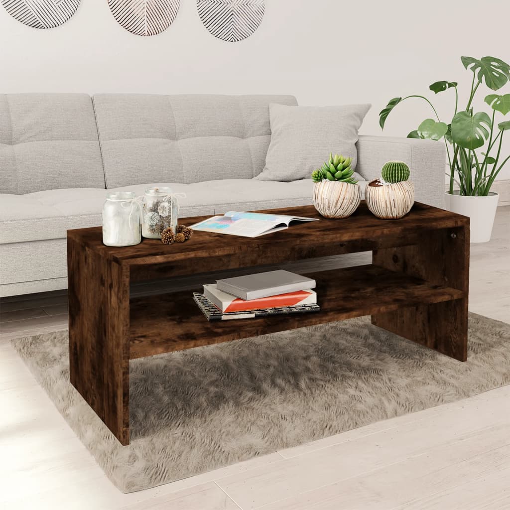 Coffee Table Smoked Oak 100x40x40 cm Engineered Wood