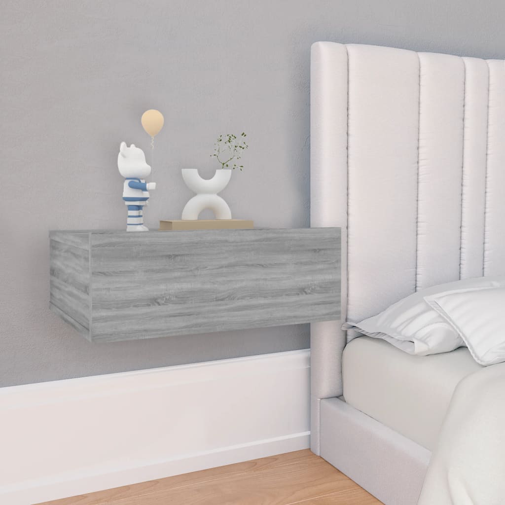 Bedside Table - FALMOUTH 2 Piece Nightstand Grey Sonoma 40cm