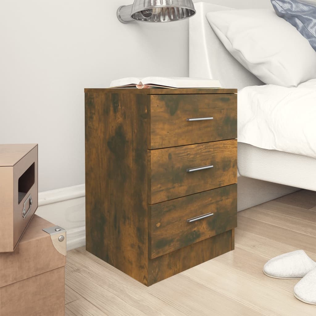 Bedside Table - HERON Nightstand Smoked Oak 38cm