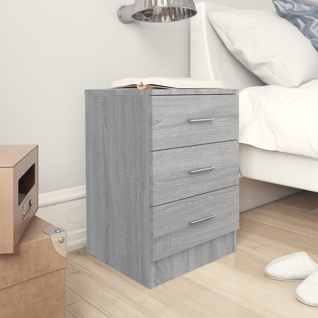 Bedside Table - HERON Nightstand Grey Sonoma 38cm