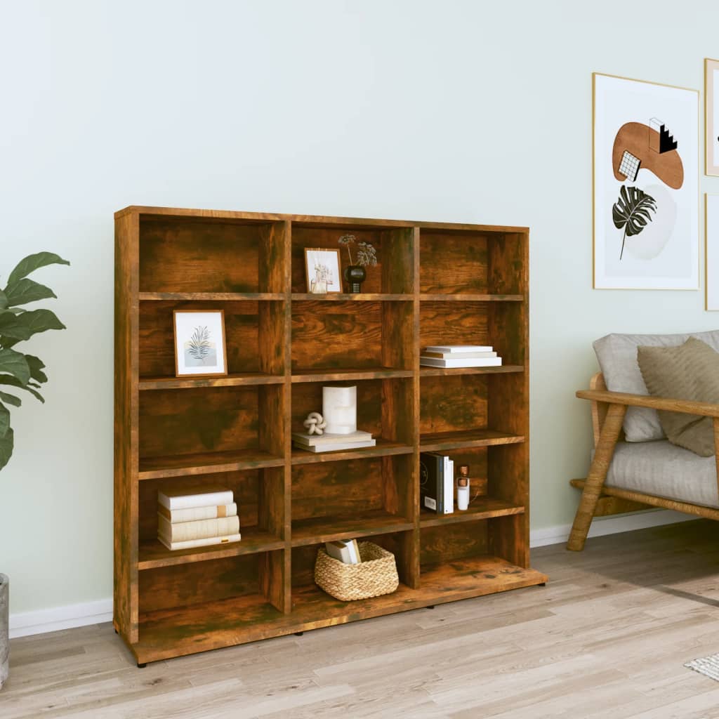CD Cabinet Smoked Oak 102x23x89.5 cm Engineered Wood