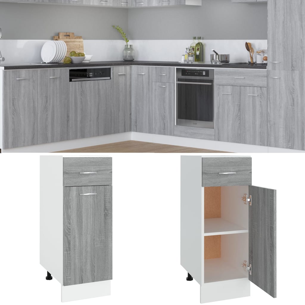 Drawer Bottom Cabinet Grey Sonoma 30x46x81.5cm Engineered Wood