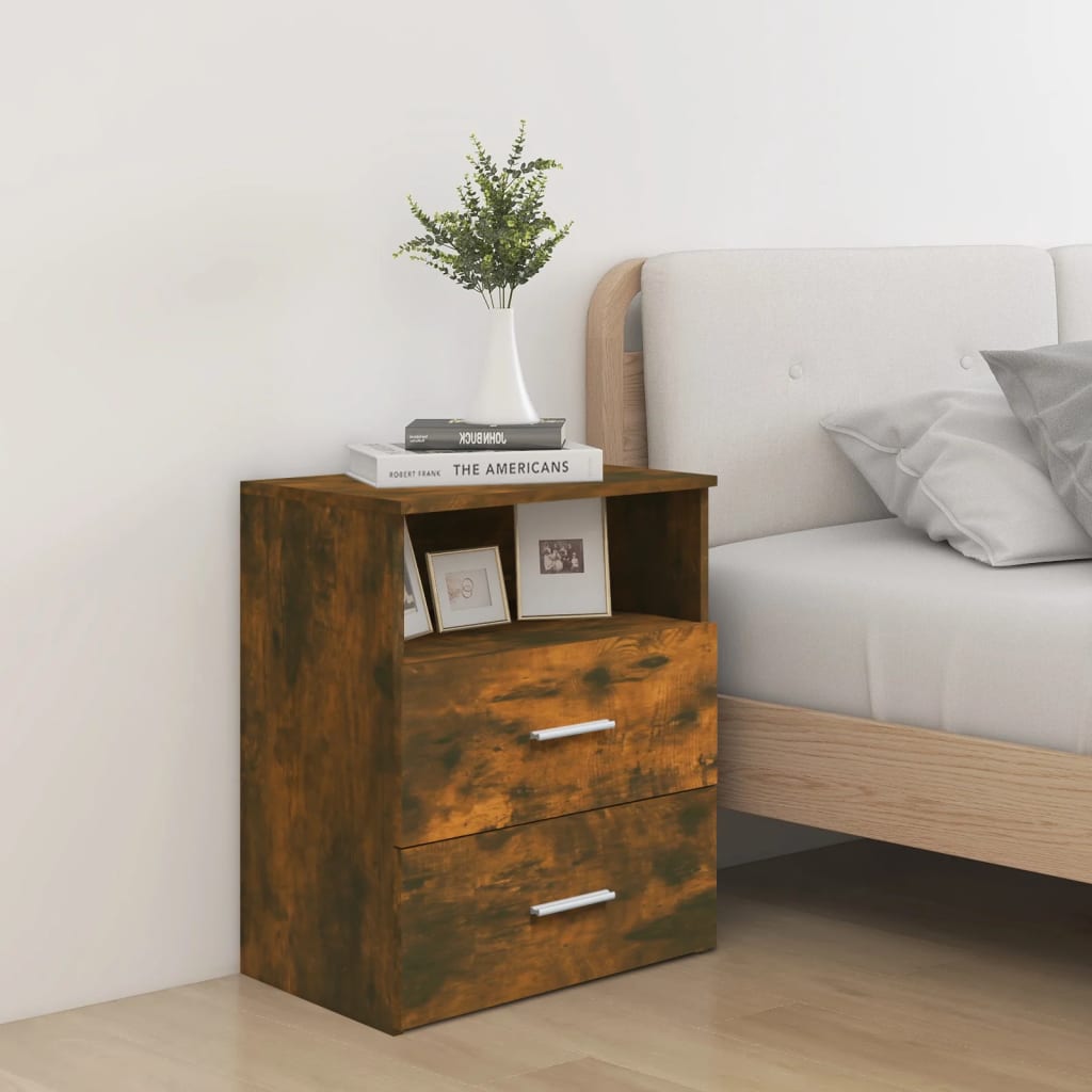 Bedside Table - CHELSEA Nightstand Smoked Oak 50cm