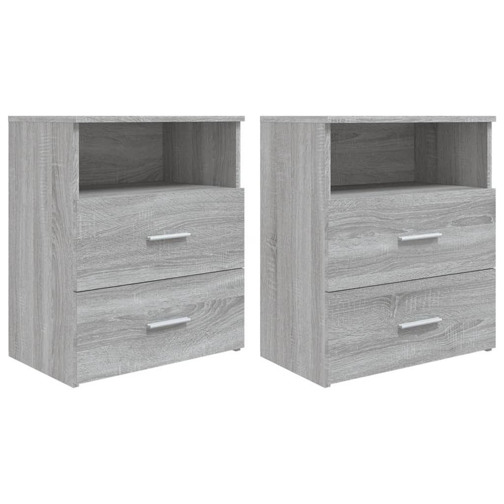 Bedside Table - CHELSEA 2 Piece Nightstand Grey Sonoma 50cm