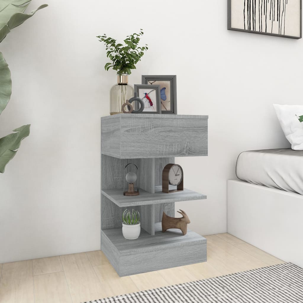 Bedside Table - NANAIMO Nightstand Grey Sonoma 40cm