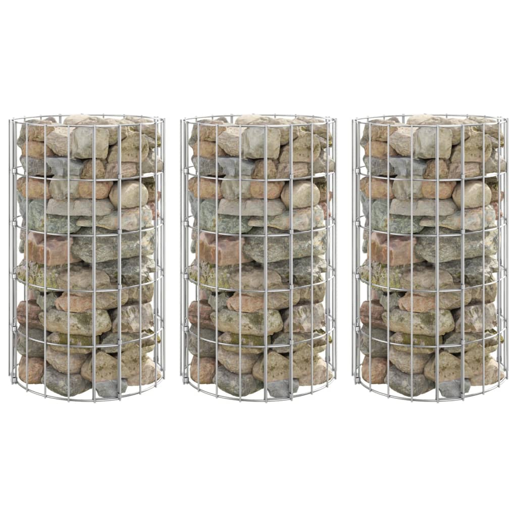 Circular Gabion Raised Beds 3 pcs Galvanised Steel Ã ̃30x50 cm