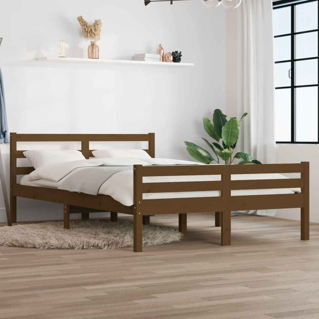 Bed Frame Honey Brown Solid Wood 150x200 cm King Size