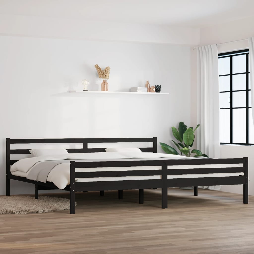 Bed Frame Black Solid Wood 200x200 cm