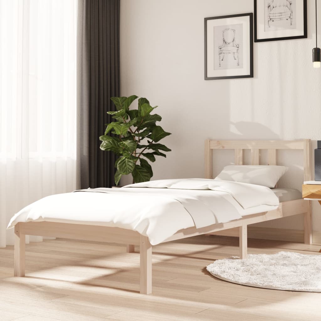 Bed Frame Solid Wood 75x190 cm Small Single