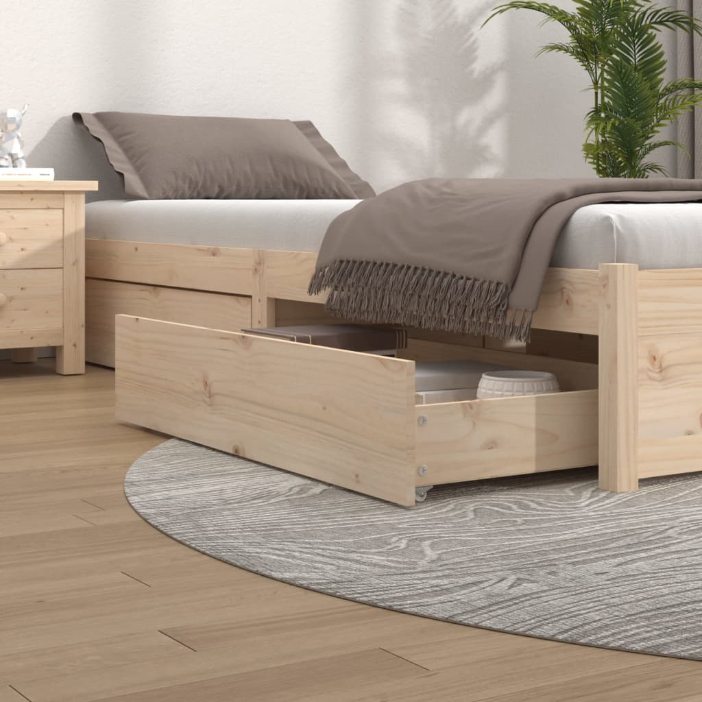 Bed Drawers 4 Pieces Solid Wood Pine
