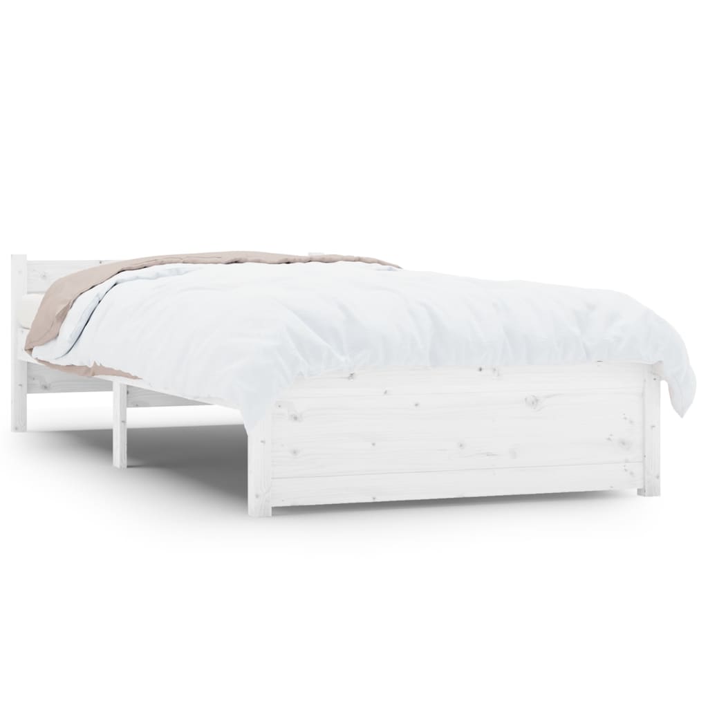 Bed Frame White Solid Wood 90x190 cm 3FT Single