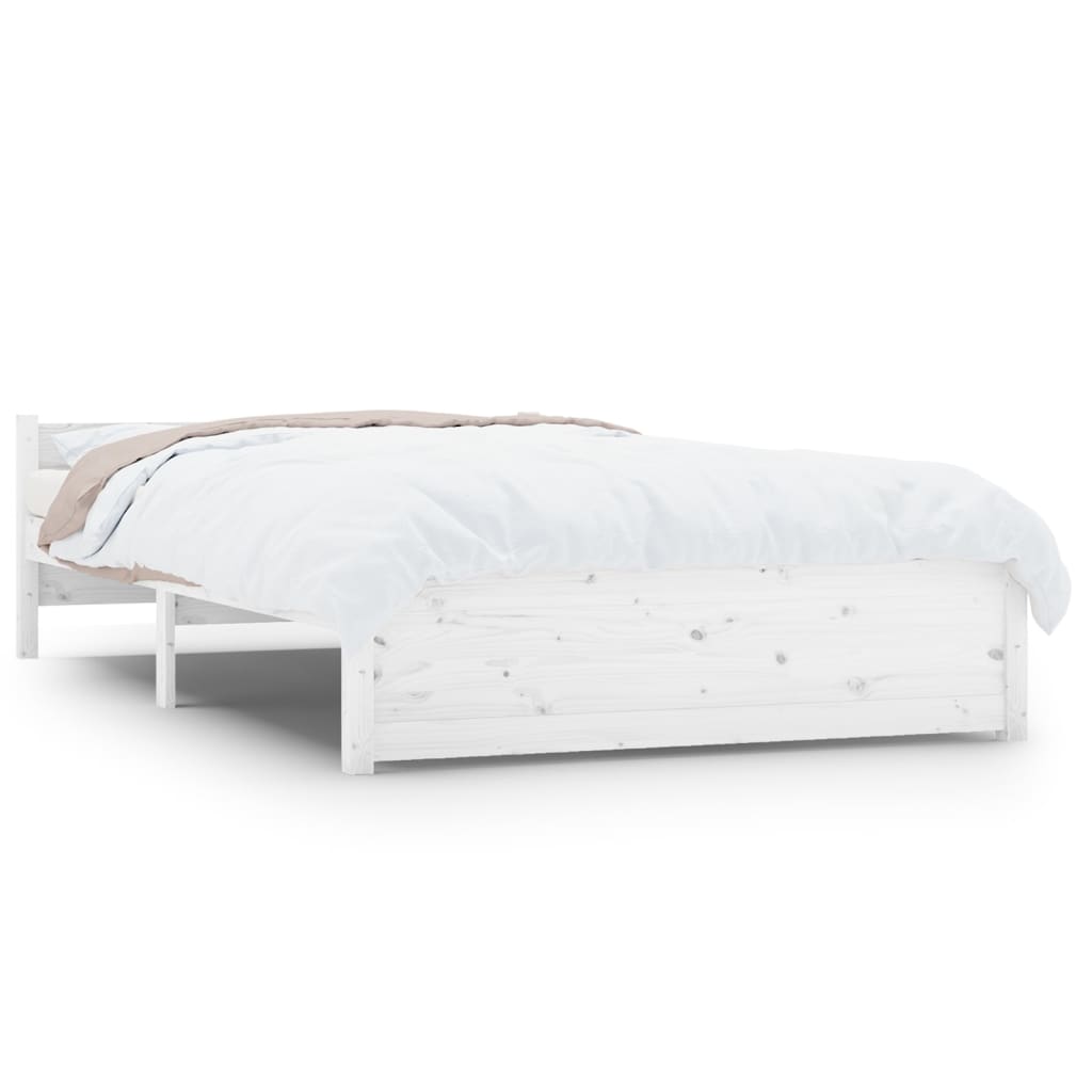 Bed Frame White Solid Wood 135x190 cm 4FT6 Double