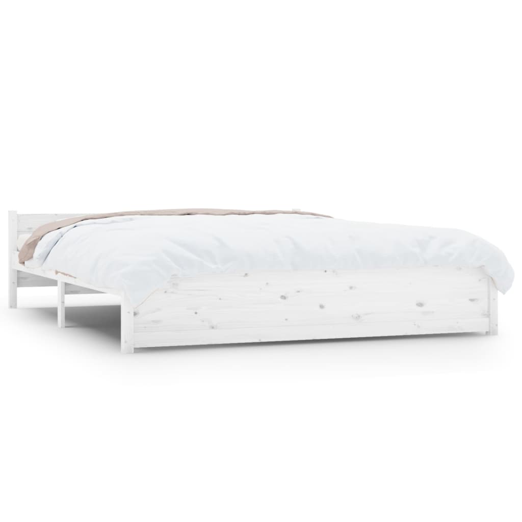 Bed Frame White Solid Wood 160x200 cm
