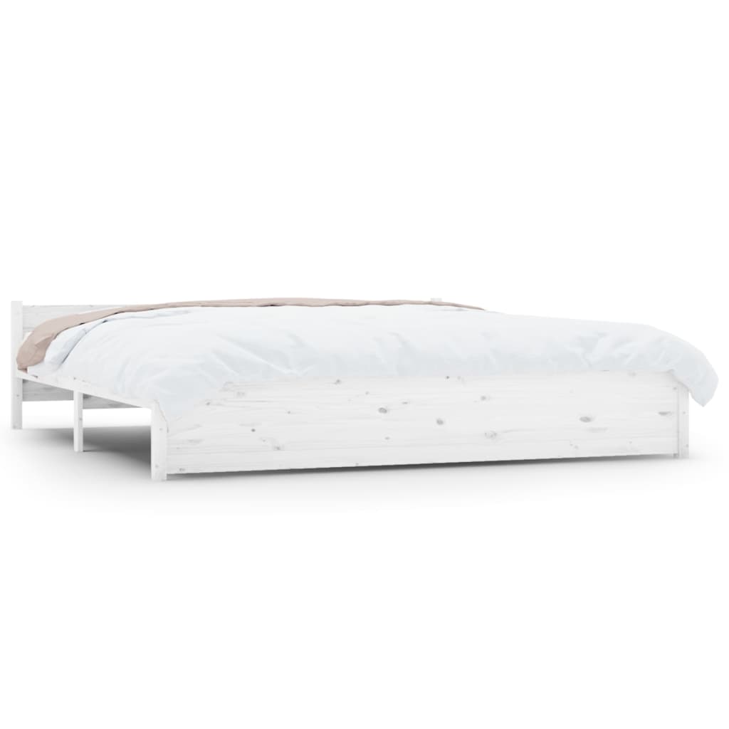 Bed Frame White Solid Wood 180x200 cm 6FT Super King