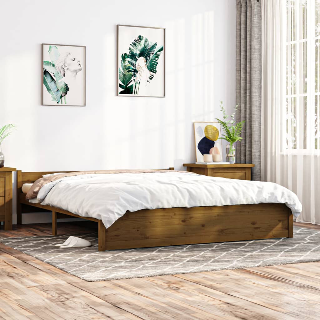 Bed Frame Honey Brown Solid Wood 200x200 cm