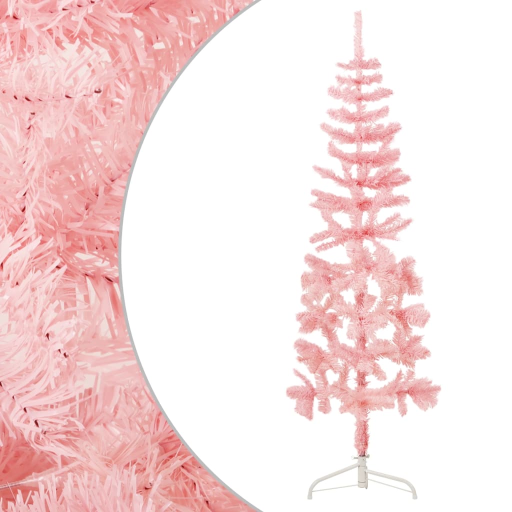 Lauxe Slim Artificial Half Christmas Tree Stand Pink 150cm