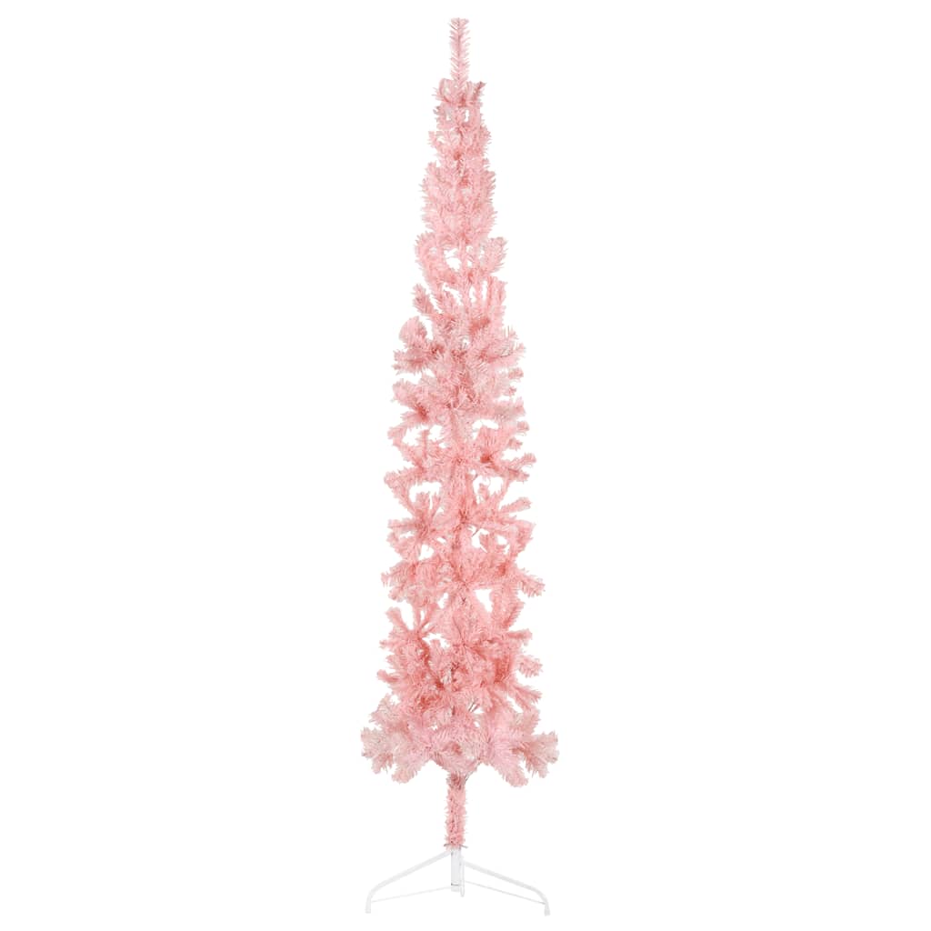 Lauxe Slim Artificial Half Christmas Tree Stand Pink 210cm