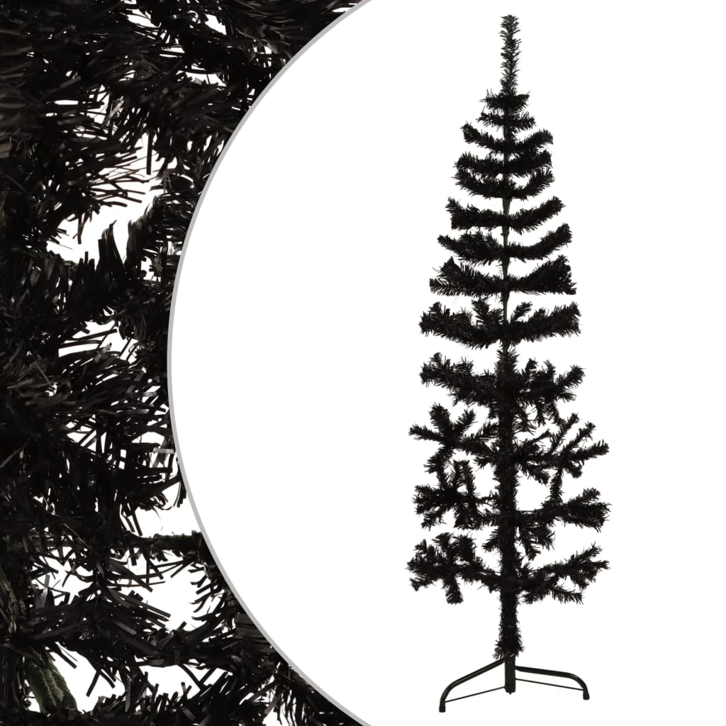 Lauxe Slim Artificial Half Christmas Tree Stand Black 120cm