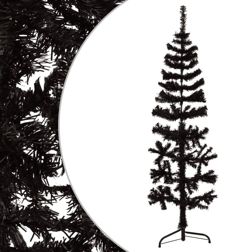 Lauxe Slim Artificial Half Christmas Tree Stand Black 150cm