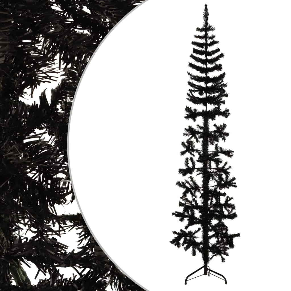 Lauxe Slim Artificial Half Christmas Tree Stand Black 180cm