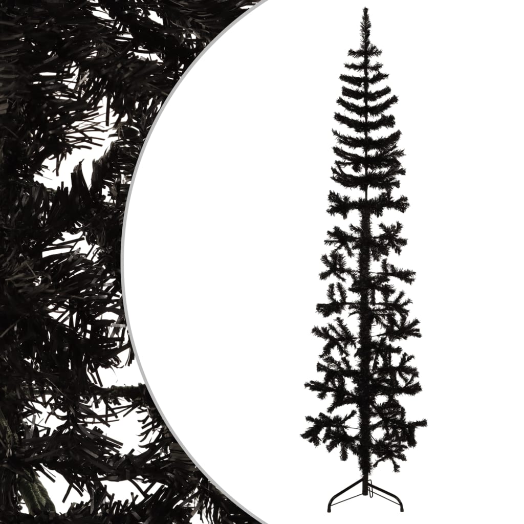 Lauxe Slim Artificial Half Christmas Tree Stand Black 210cm