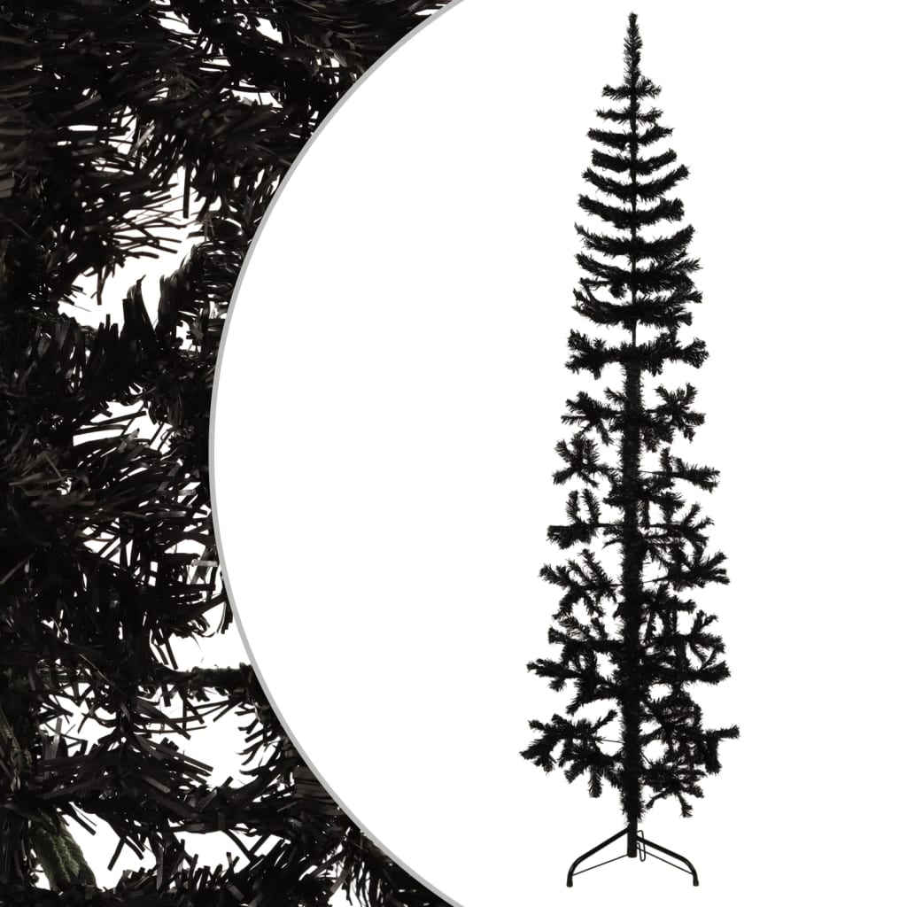 Lauxe Slim Artificial Half Christmas Tree Stand Black 240cm