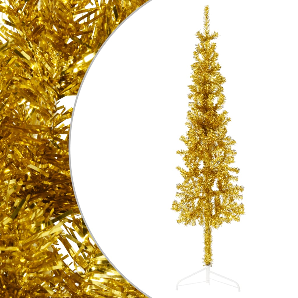 Lauxe Slim Artificial Half Christmas Tree Stand Gold 120cm