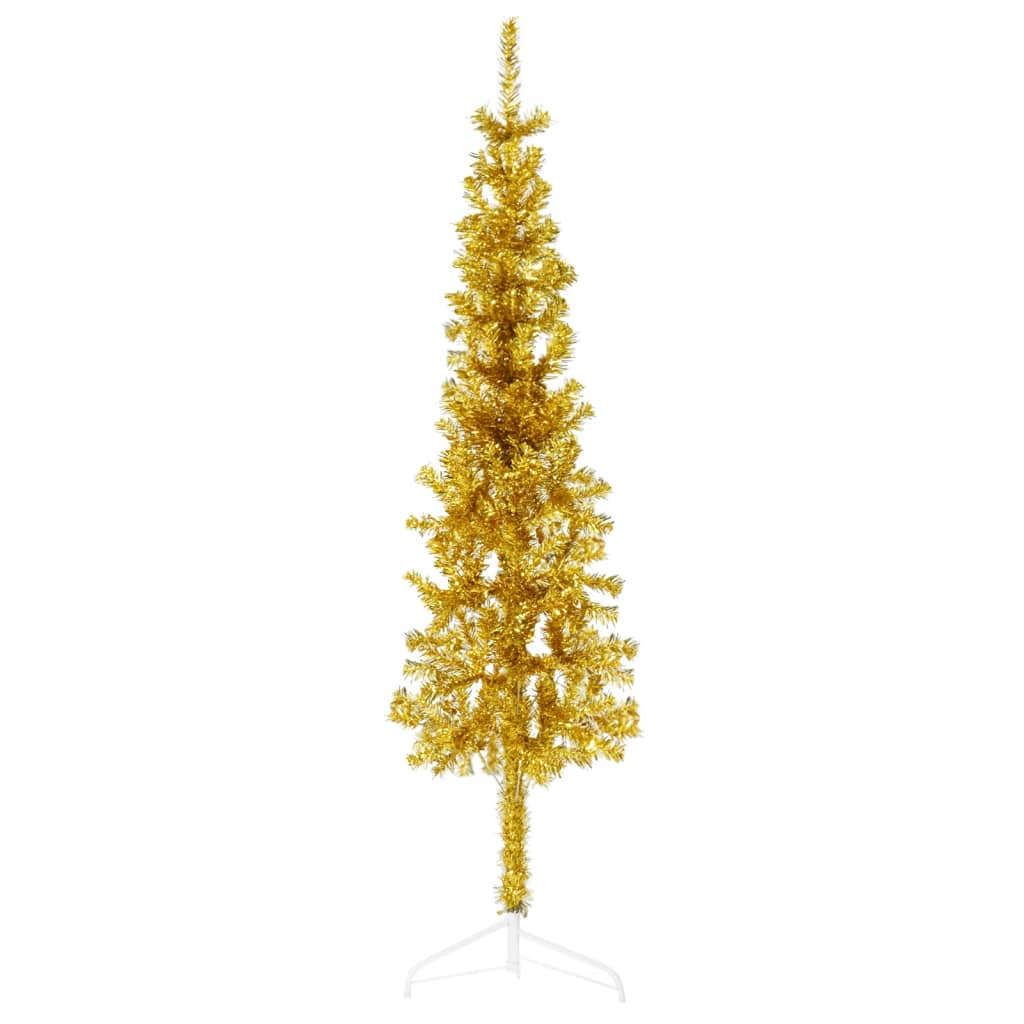 Lauxe Slim Artificial Half Christmas Tree Stand Gold 150cm