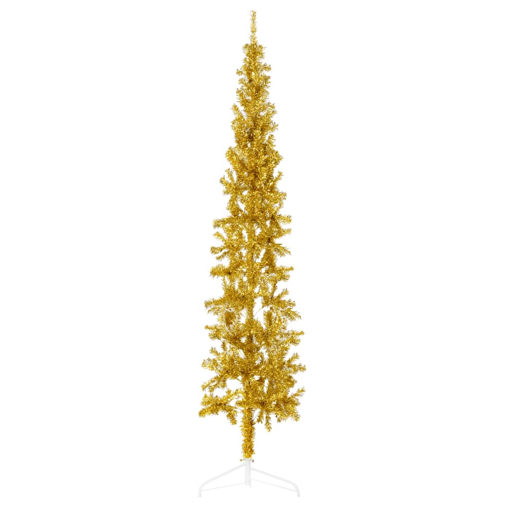 Lauxe Slim Artificial Half Christmas Tree Stand Gold 180cm