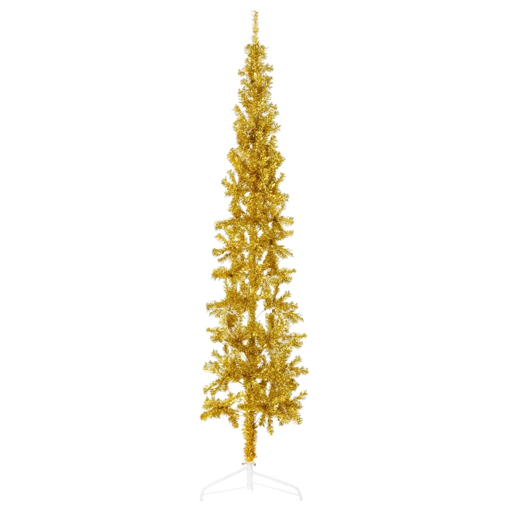 Lauxe Slim Artificial Half Christmas Tree Stand Gold 210cm