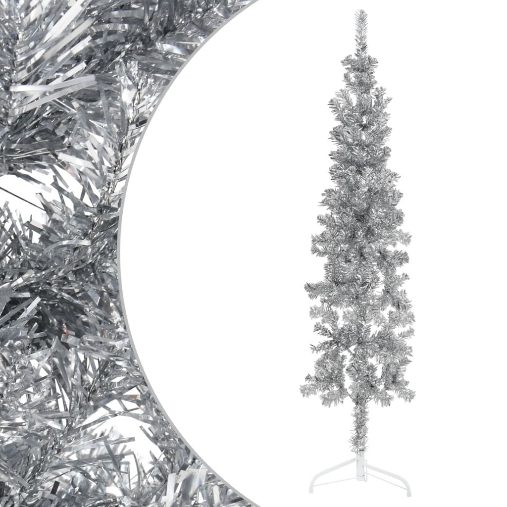 Lauxe Slim Artificial Half Christmas Tree Stand Silver 120cm