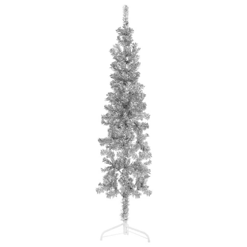 Lauxe Slim Artificial Half Christmas Tree Stand Silver 150cm