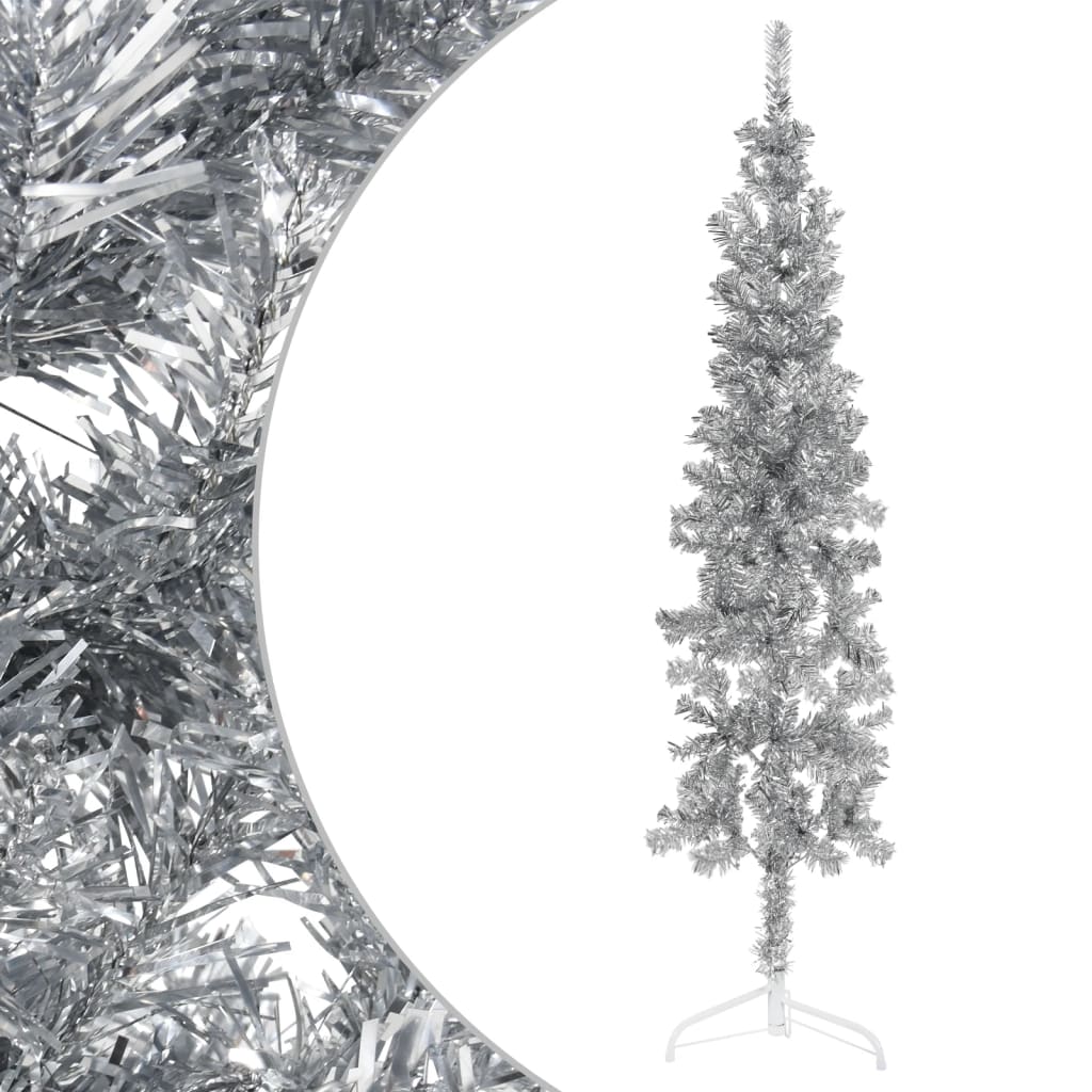 Lauxe Slim Artificial Half Christmas Tree Stand Silver 180cm