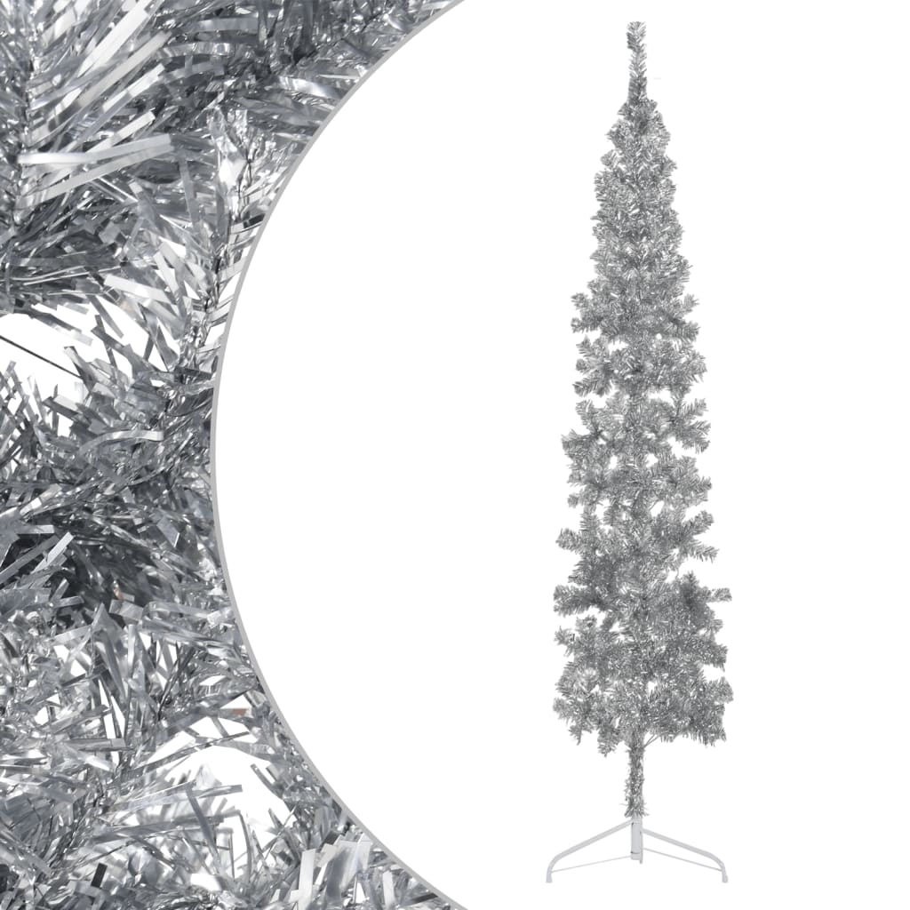 Lauxe Slim Artificial Half Christmas Tree Stand Silver 240cm